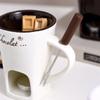Creative Chocolate Mugs with Forks, Candle Mugs, Coffee Cup, Heatable Ceramic Cups, Cheese Melting Utensils,