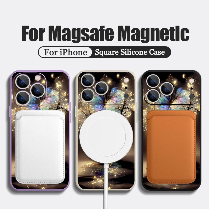 Светящийся Фантастический Дерево Бабочка Чехол Для iPhone 17 Pro Max Магнитный Для Magsafe Силиконовая Крышка Для iPhone 16 Pro Max Funda iPhone 15 14 13 12 11 16E