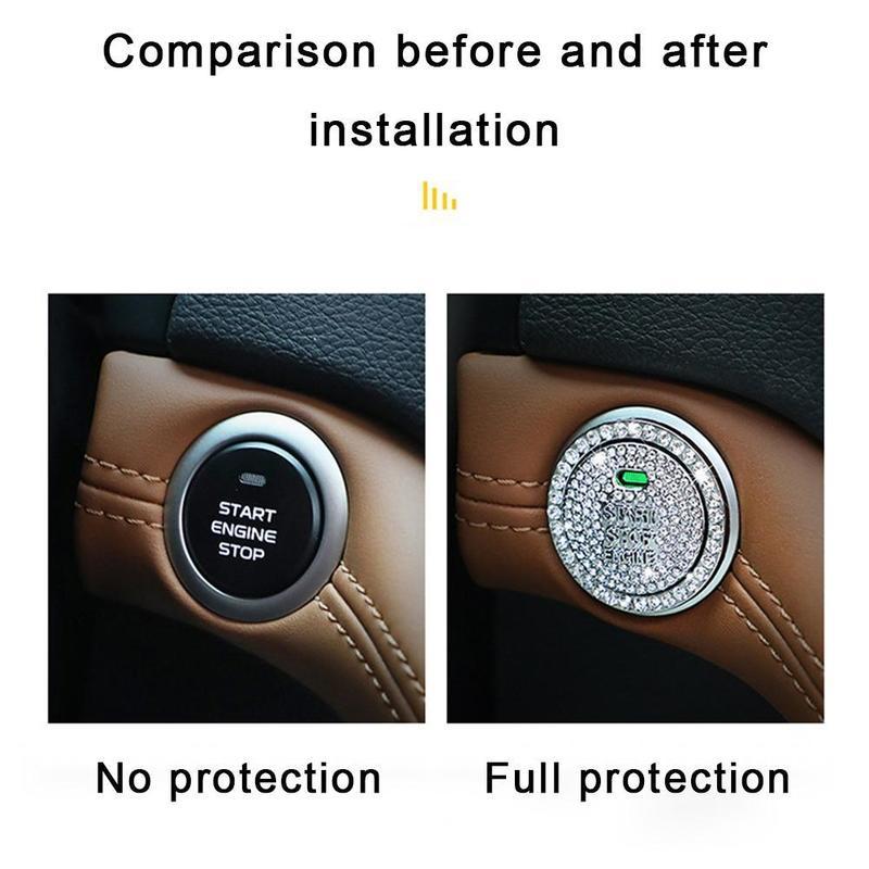 Кнопка запуска зажигания автомобиля, алмазные стразы, 3D металлические наклейки, декор, авто, мотоцикл, универсальный, блестящий декор в один клик
