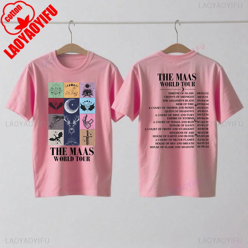 Сара Дж. Маас SJM Мерч Мировой Тур Футболка Престол Стекла Атрибутика Фаната Сумерки Мода Повседневный Комфорт Хлопковые Футболки