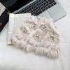Women Winter Thick Warm Knit Fisherman Hat White Rabbit Fur Small Face Cap