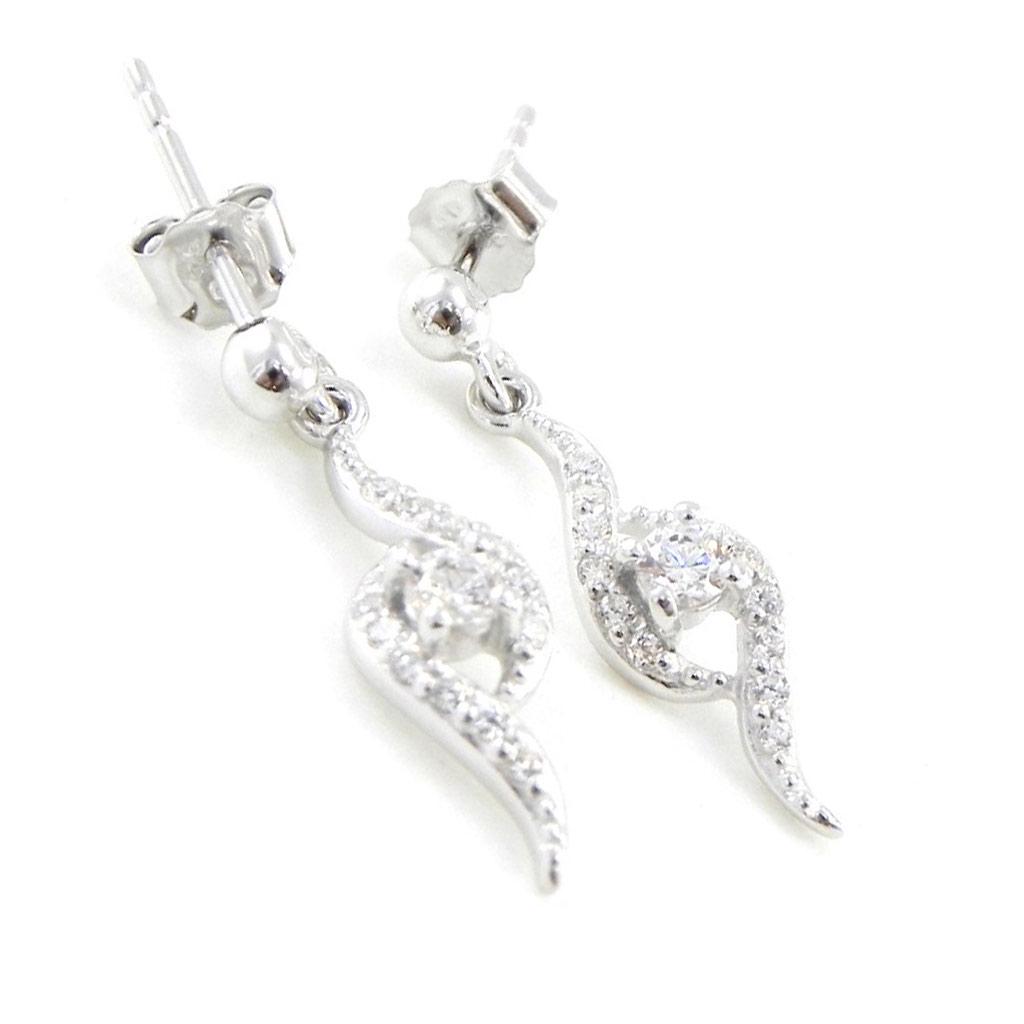 Les Trésors De Lily [I9093] - Silver Earrings 'Scarlett' Silver White (rhodium Plated) - 25x5 Mm