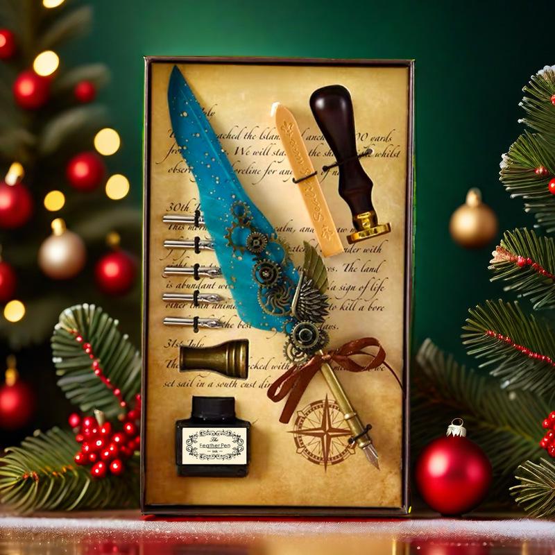 Набор перьевых ручек «Гарри Поттер» с золотым напылением - Ретро перо для письма с чернильницей в подарок