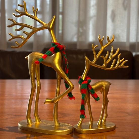 1/2 шт. Рождественская статуэтка оленя с шарфом, минималистичная фигурка силуэта лося, скульптура оленя, украшение для дома, офиса, рабочего стола