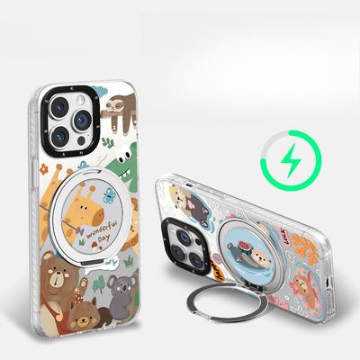 Граффити с животными Подходит для чехла для мобильного телефона Apple 15 Promax 16 Магнитная подставка-опора 13 Милый мультяшный 14 Продвинутый