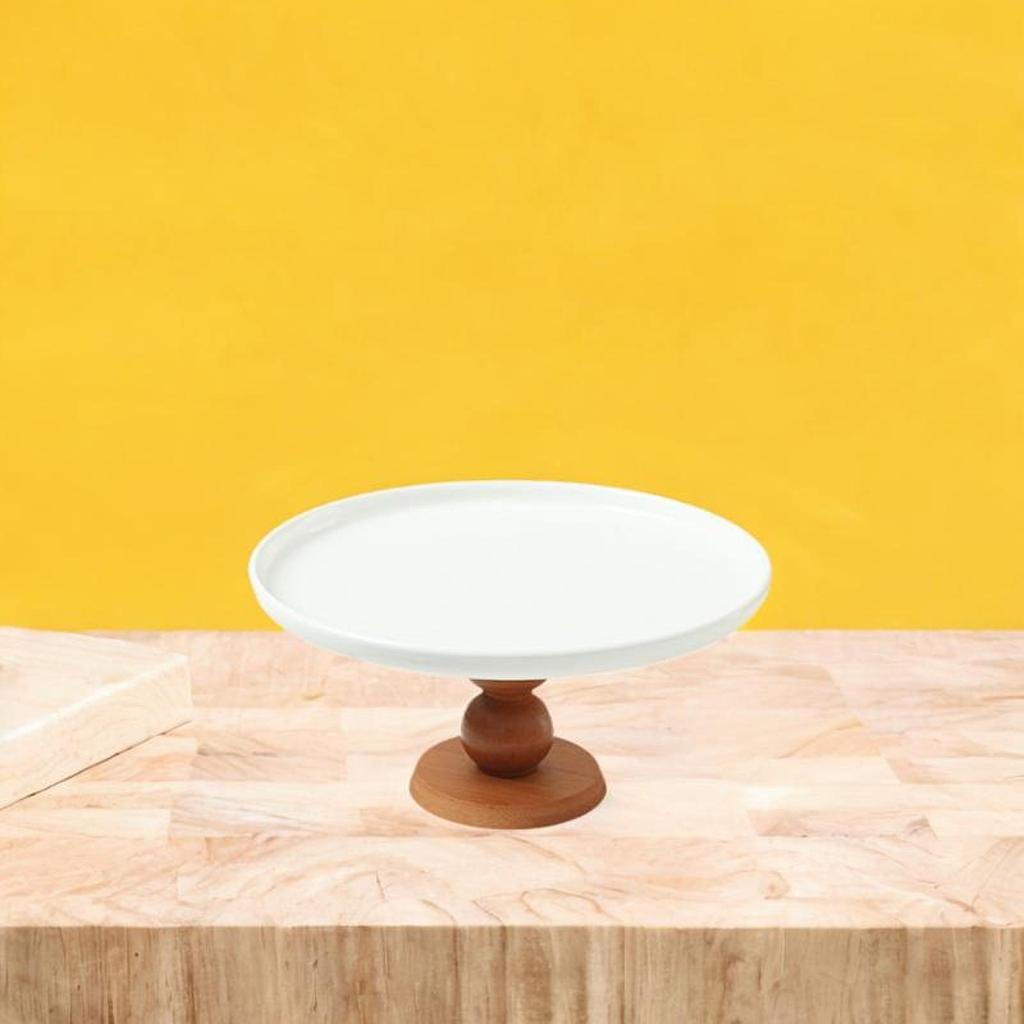 Elevated Ceramic Cake Plate Footed Stand Round Serving Platter for Displaying Cupcakes Cookies Snacks