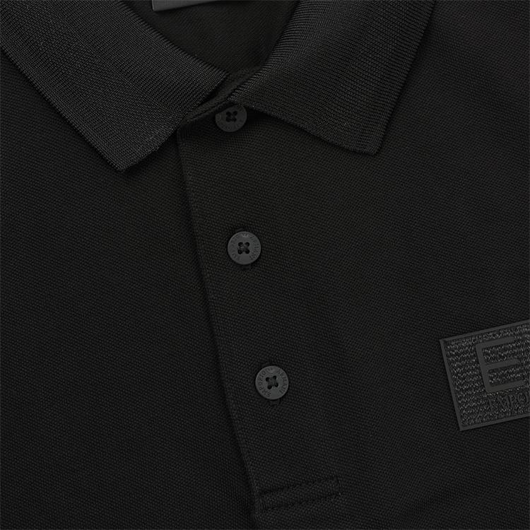 Emporio Armani EA7 Весна/Лето 25 Футболка-поло с коротким рукавом Однотонная Эластичный Хлопок Мужские топ Черный 6DPF08-PJVUZ-1200