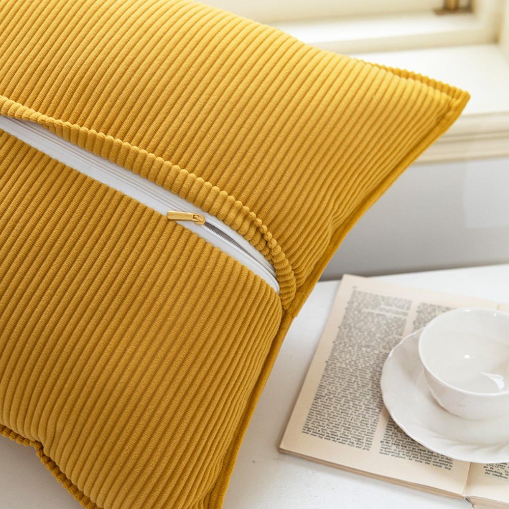 Solid Color Sofa Pillowcase Japanese style Cushion Cover Corduroy Striped Throw Pillow Cover Couch