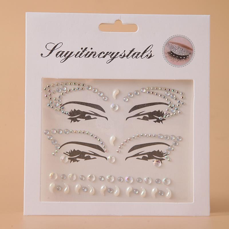 Disposable DIY Acrylic Rhinestones Pearl Tattoo Stickers Masquerade Makeup Face Decoration Girls Diamond Forehead Eyes Stickers