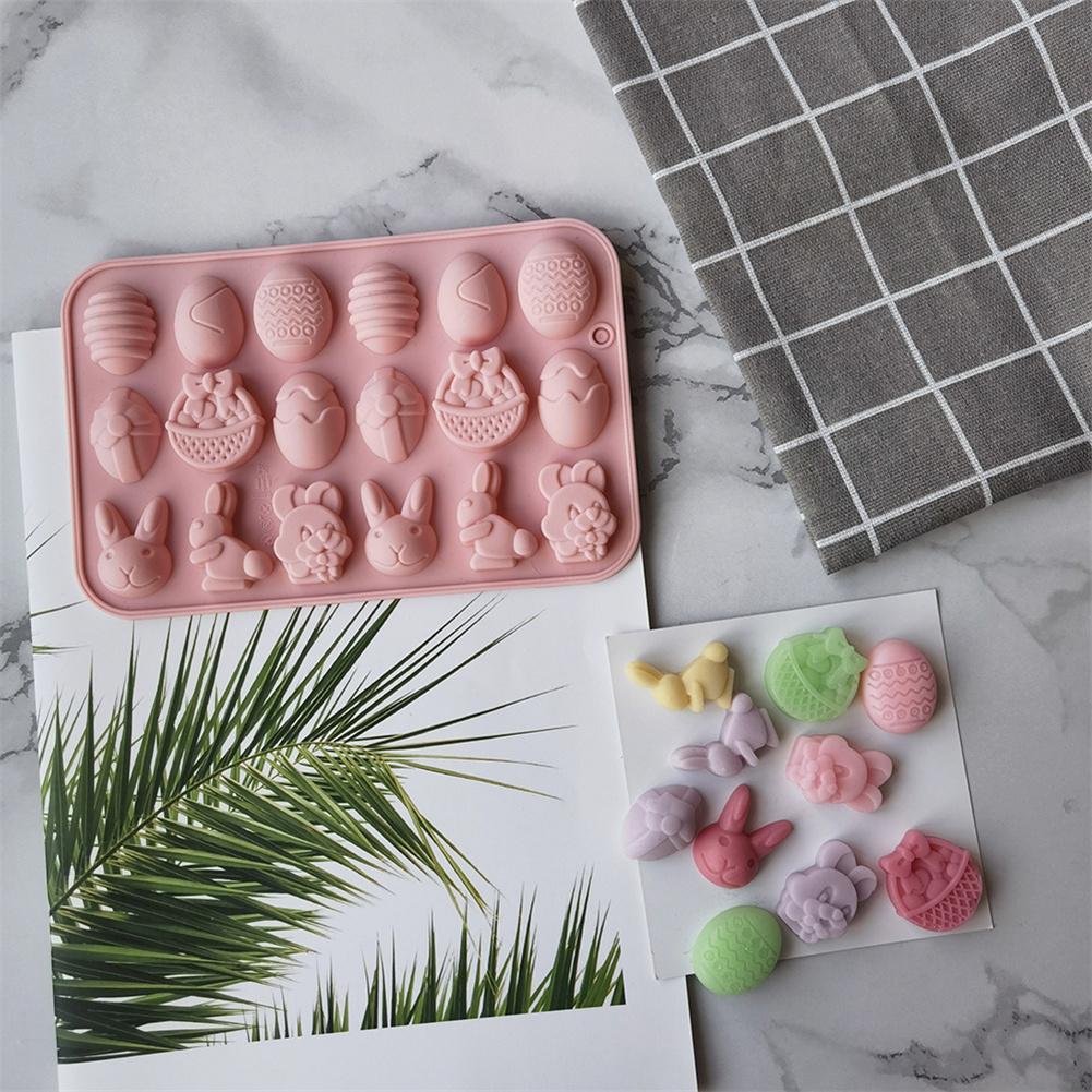 Easter Silicone Mold Rabbit Colored Egg Chocolate Cake Mold Manual Soap Mould Bunny Cookie Molds Holiday Decoration Baking Tools