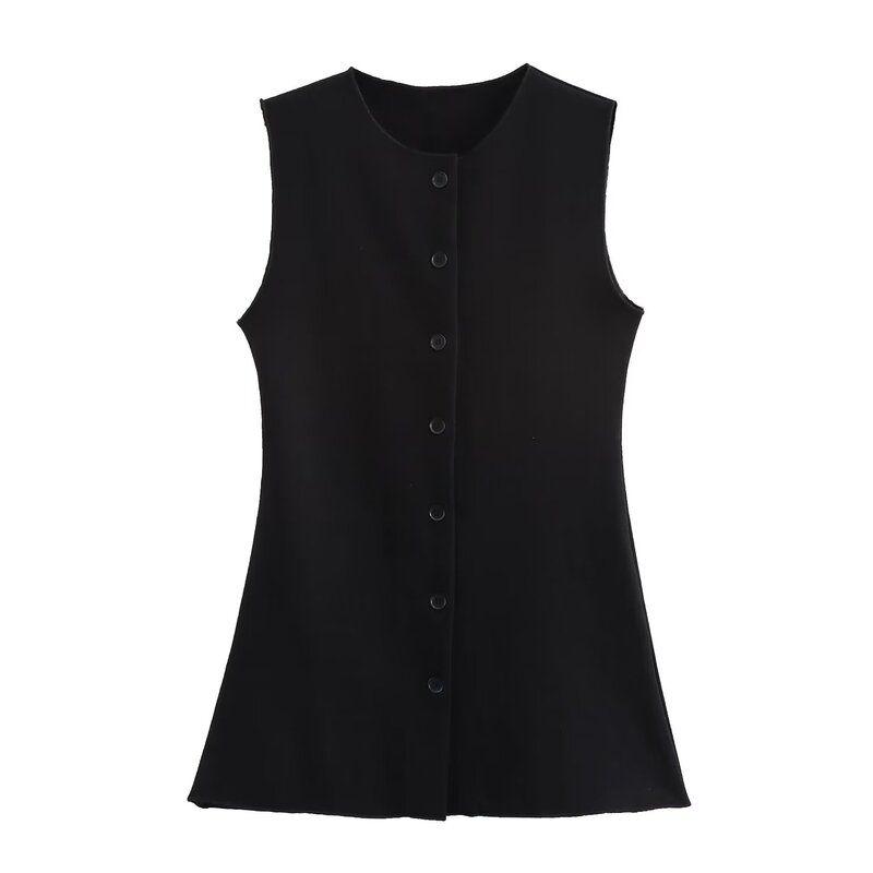 Fashion Style 2024 New Fall Women's Clothing Stylish Decorated Row Button Stretch Vest Mid Waist Pants 5584657