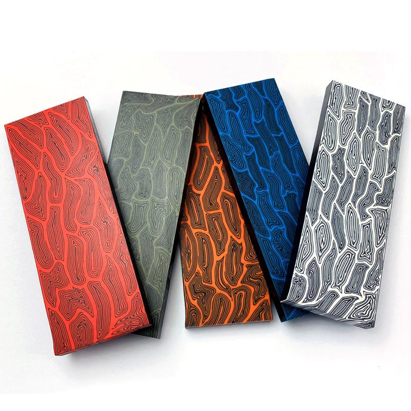 4 Colors 270X45X8MM Damascus Pattern Knife Tools Handle Scale DIY Making G10 Composite Material Material Board Plate