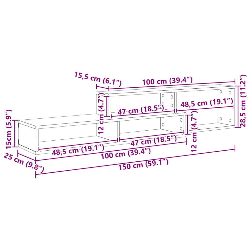 Wall TV Stand 150x25x28.5cm Engineered Wood