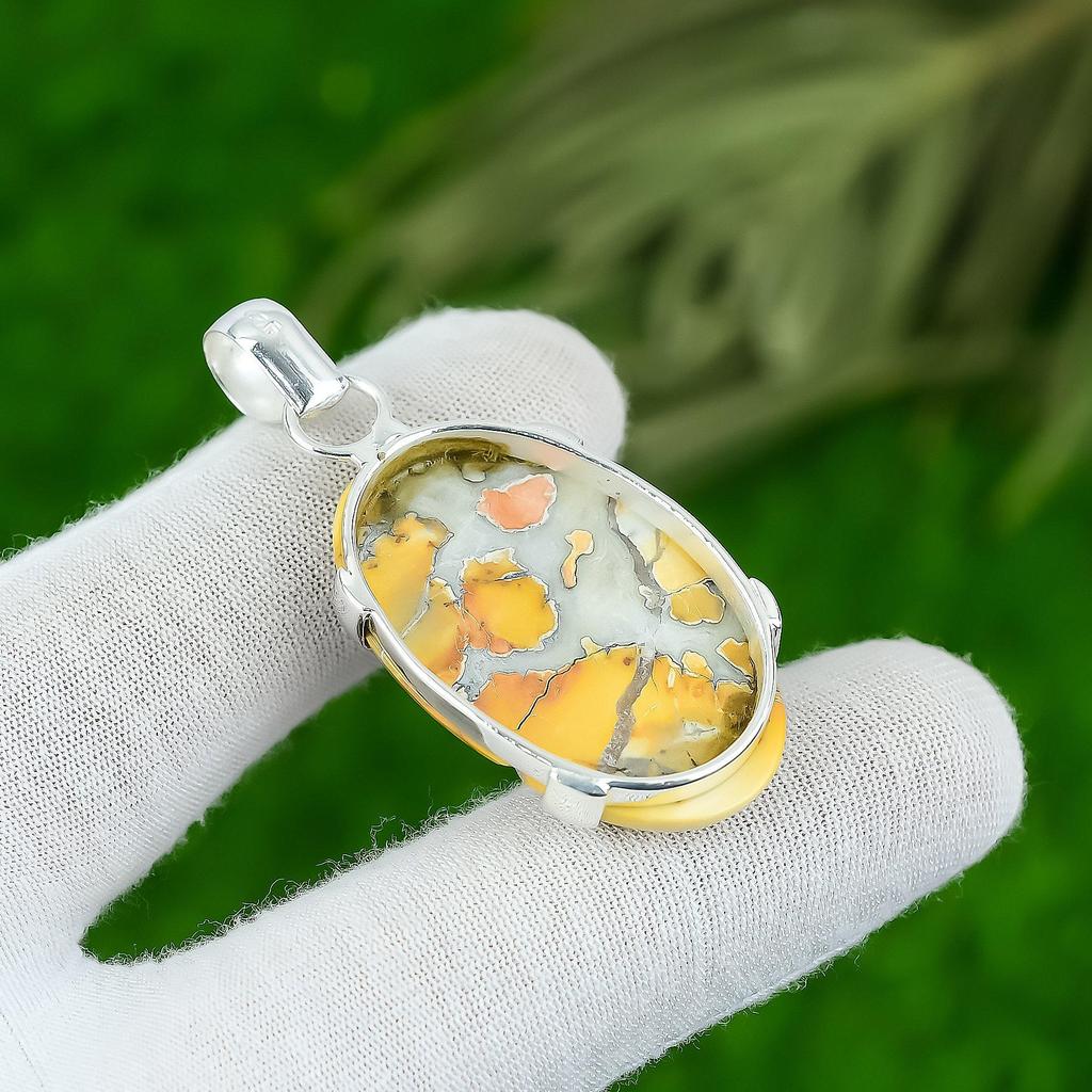 Натуральный Малигановый Яшмовый Камень Ювелирное Изделие Кулон из Стерлингового Серебра 925 Пробы Для Женщин