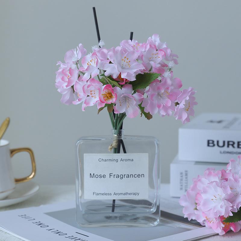 Cherry Blossom Branch Bouquet Short Branch Spring Peach Flower Artificial Flower Home Decoration Small Bouquet