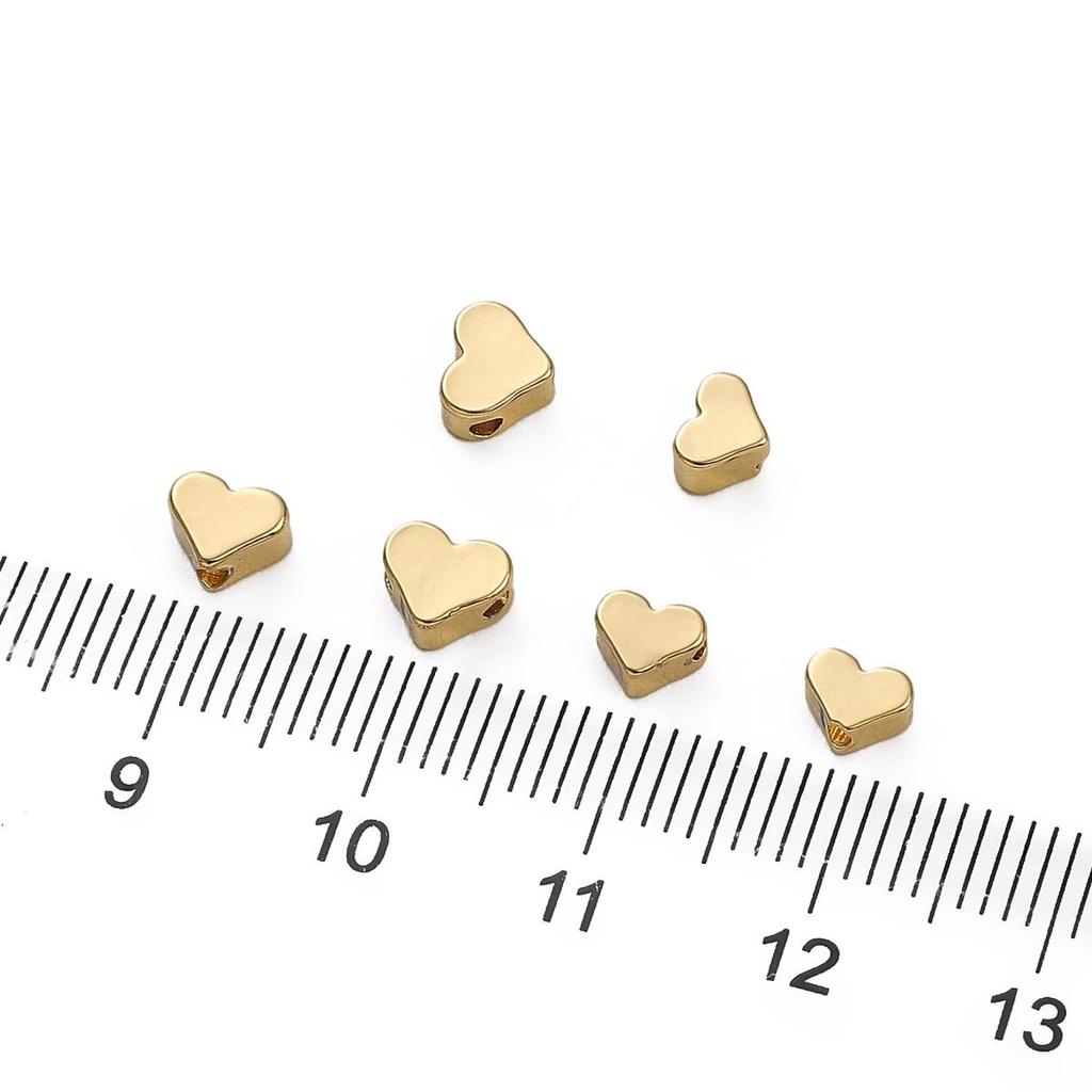 10pcs Copper Heart Beads Charm for Bracelet Earring Necklace DIY Jewelry Making