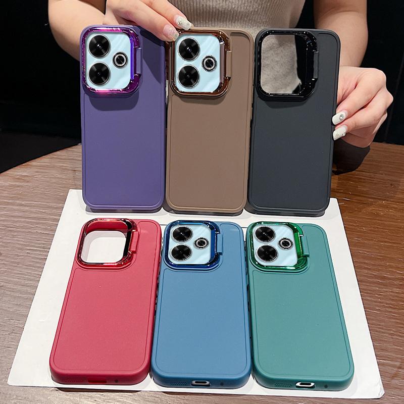 Подставка для камеры, однотонный мягкий чехол из ТПУ для Xiaomi Poco F6 X6 Pro M6 X5 Redmi Note 13 12 11 Pro 10, матовый противоударный защитный чехол для объектива телефона