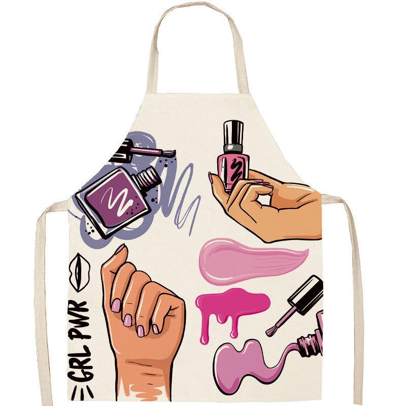 Minimalist Linen Apron For Women With Lipstick Design And Waterresistant Material For Nail Salons