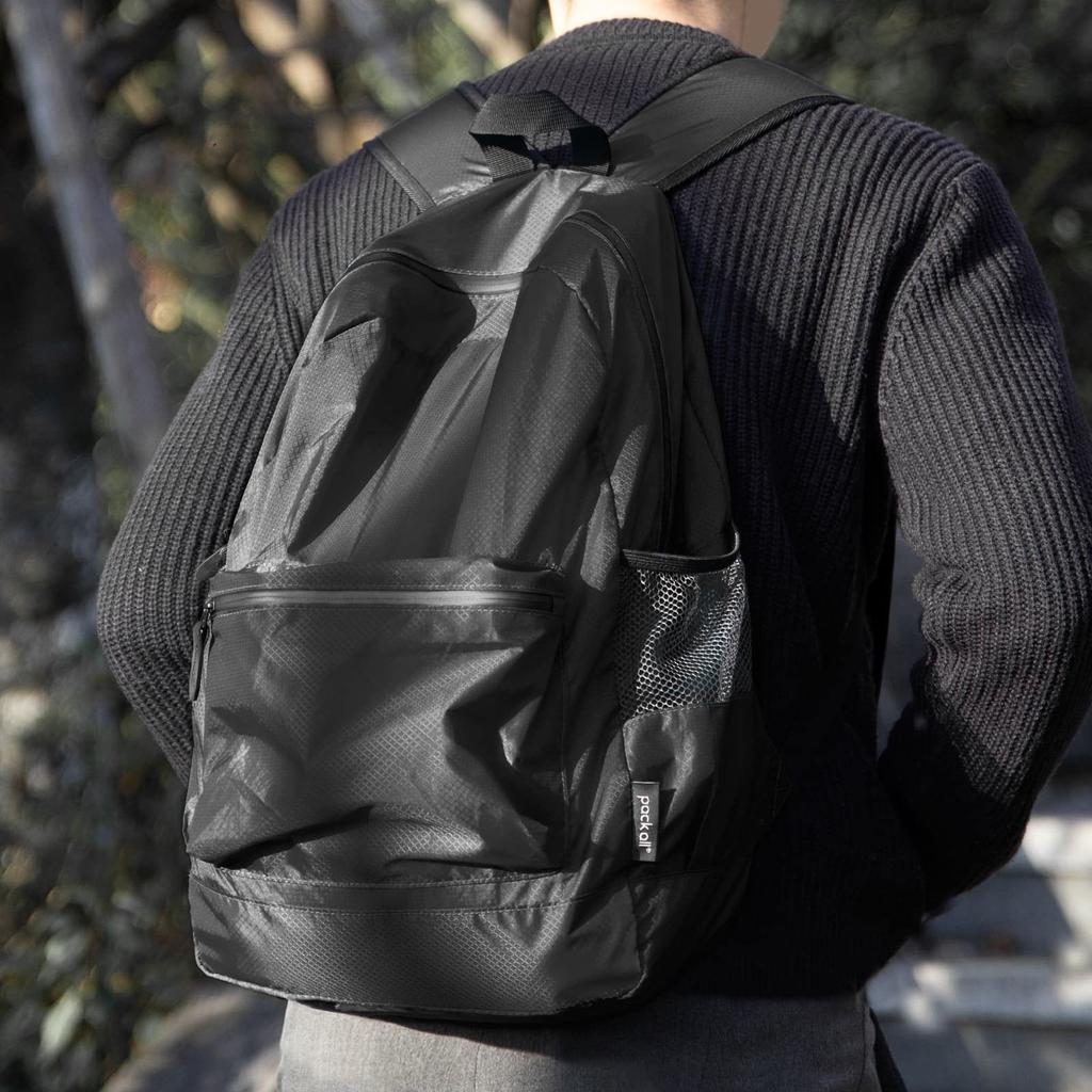 [pack All] Lightweight Backpack, Foldable, Water-repellent, Hiking Daypack, 18L, Compact, Outdoor, Travel, Convenient Item (black)