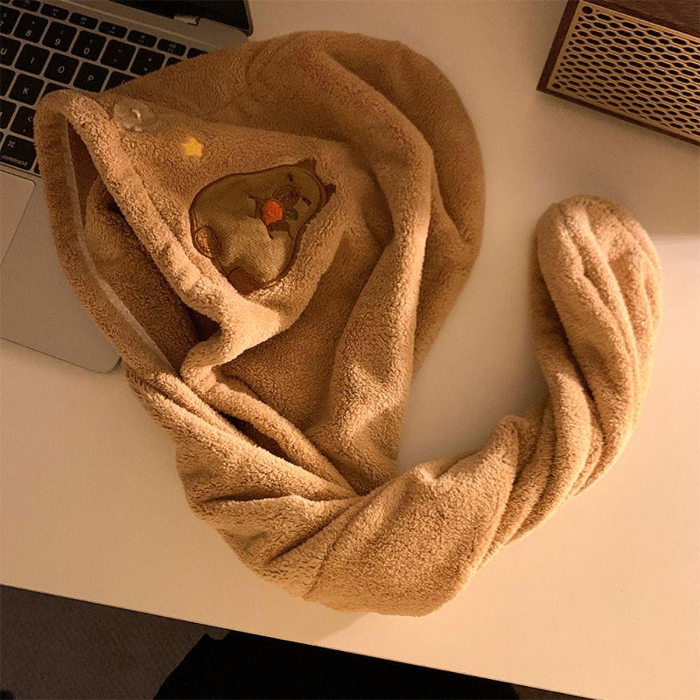 Quick Drying Capybara Dry Hair Cap Combed Cotton Coral Velvet Bathing Cap Capybara Towel  Pool