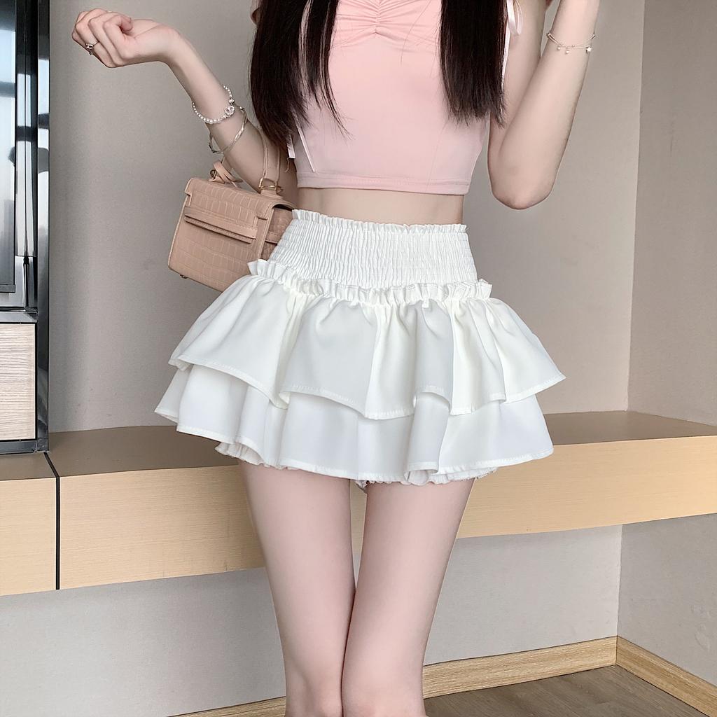 Korean Sweet Mini Skirt Cute Sexy Balletcore Elastic High Waist Ball Gown Ruffle Patchwork Lolita Skirt Short Y2K Women Clothing