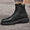 Повседневные ботинки из натуральной кожи для мужчин, зимние ботинки класса люкс, высококачественные нескользящие ботинки по щиколотку для мотоциклов и лодок