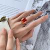 Jewelry Copper Bottom Gold-Plated Simulation Bird'S Nest Cut Fat Square Premium Ring Female 14 * 16