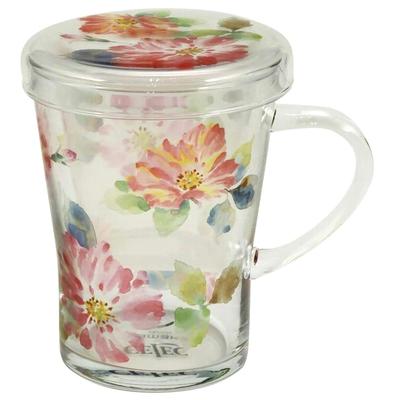 Yamakasyoten CELEC "Chamiel Tea Mate" Термостойкая стеклянная кружка (с ситечком для чая) Роза CY13-GT57