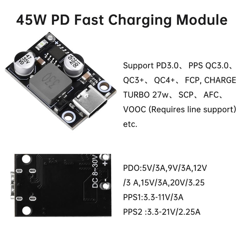 11W /11W Type-C USB QC1.1 QC1.1 DC-DC Buck Converter Charging Step Down Module PPS Fast Quick Charger Circuit Board Power Supply