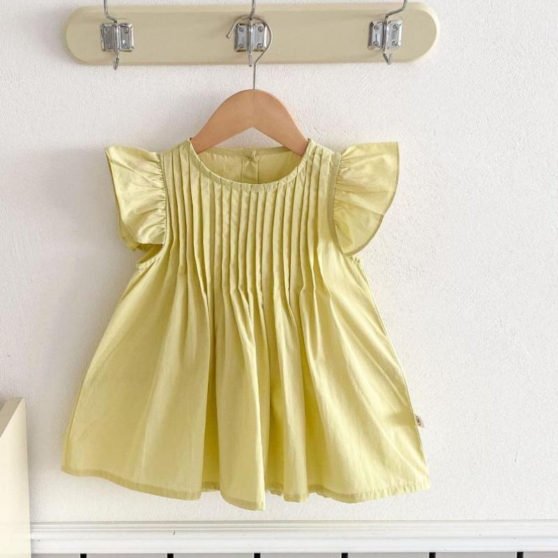 Платье принцессы для девочек, лето 2024, детская одежда, однотонные модные платья, детские хлопковые платья