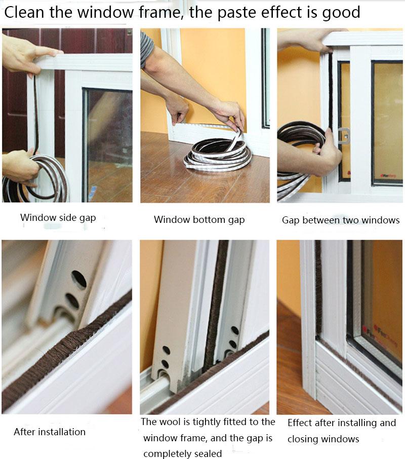 Самоклеящаяся щетка, уплотнительная лента для двери, окна, защита от сквозняков, звукоизоляция, ветрозащитная прокладка для уплотнителя 10 м/5 м/1 м