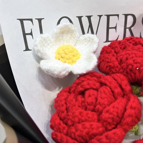 Искусственные цветы Ручная работа Вязаный крючком букет цветов Мягкая хлопковая пряжа Не требует ухода Сердце Роза Цветок Искусственный цветок Свадьбы Юбилеи Домашний декор