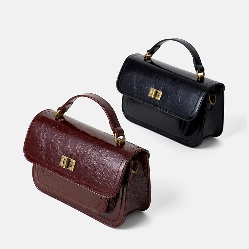 Women's Fashion Genuine Leather Handbag ladies luxury designer Waxed Cowhide Shoulder Dag Female Vintage Crossbody Messenger Bag