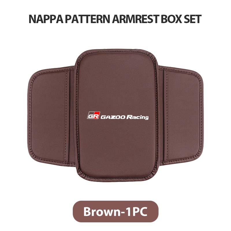 Leather Car Armrest Box Pad Central Arm Rest Storage Pocket Protective Cover For Toyota GRsport Hilux Aygo Yaris Corolla Rav4 FF7