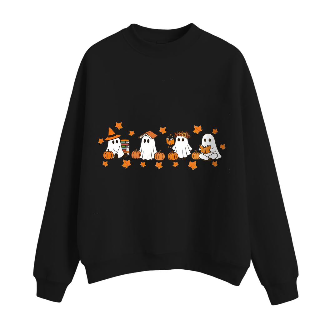 Женский повседневный модный свитшот с круглым вырезом и длинными рукавами с принтом на Хэллоуин