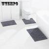 Super Soft Chenille Toilet Mat Rug, Non Slip Water Absorbent 3 Pcs/Set for Bathroom Washroom Accessories Floor Mats Rugs