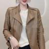 2025 Women's Long Sleeve Leather Jacket - Chic, Versatile Korean Fashion for Spring and Autumn.