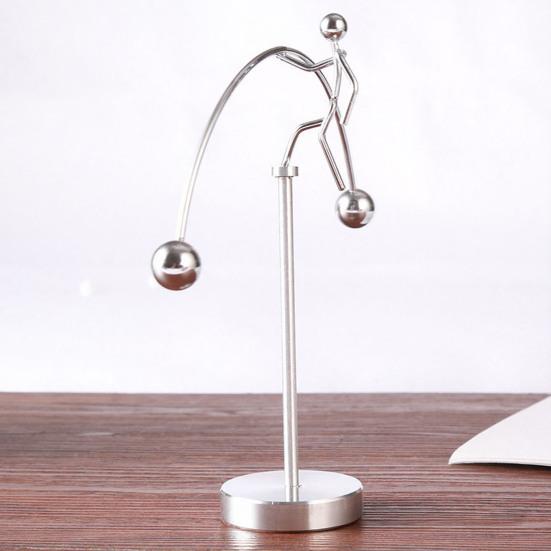 Physics Balancing Iron Men Toy Metal Mini Weightlifter Man Tumbler Kinetic Art Decompressive Balance Desk Toy Home Office Living Room Decoration