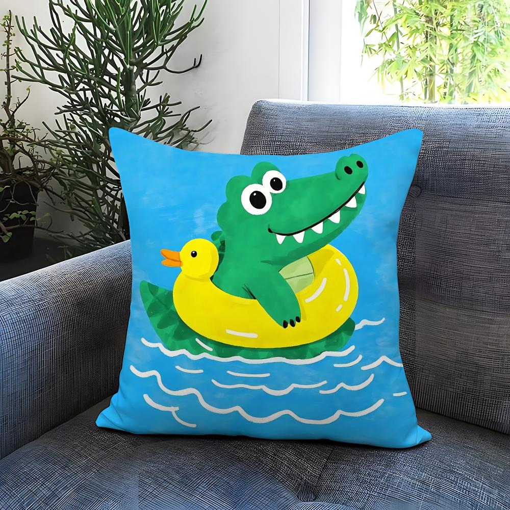 Animal cute crocodile Cushion Cover Comfortable Reversible Pillow Cover Ideal for Car Sofa Bedroom Beyond