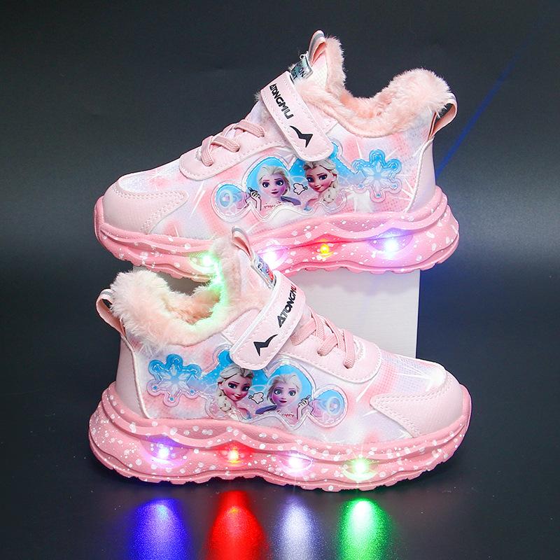 Girls' shoes with lights2026Spring and Autumn New Mesh Breathable Children's Sports Shoes Princess Baby Running Shoes