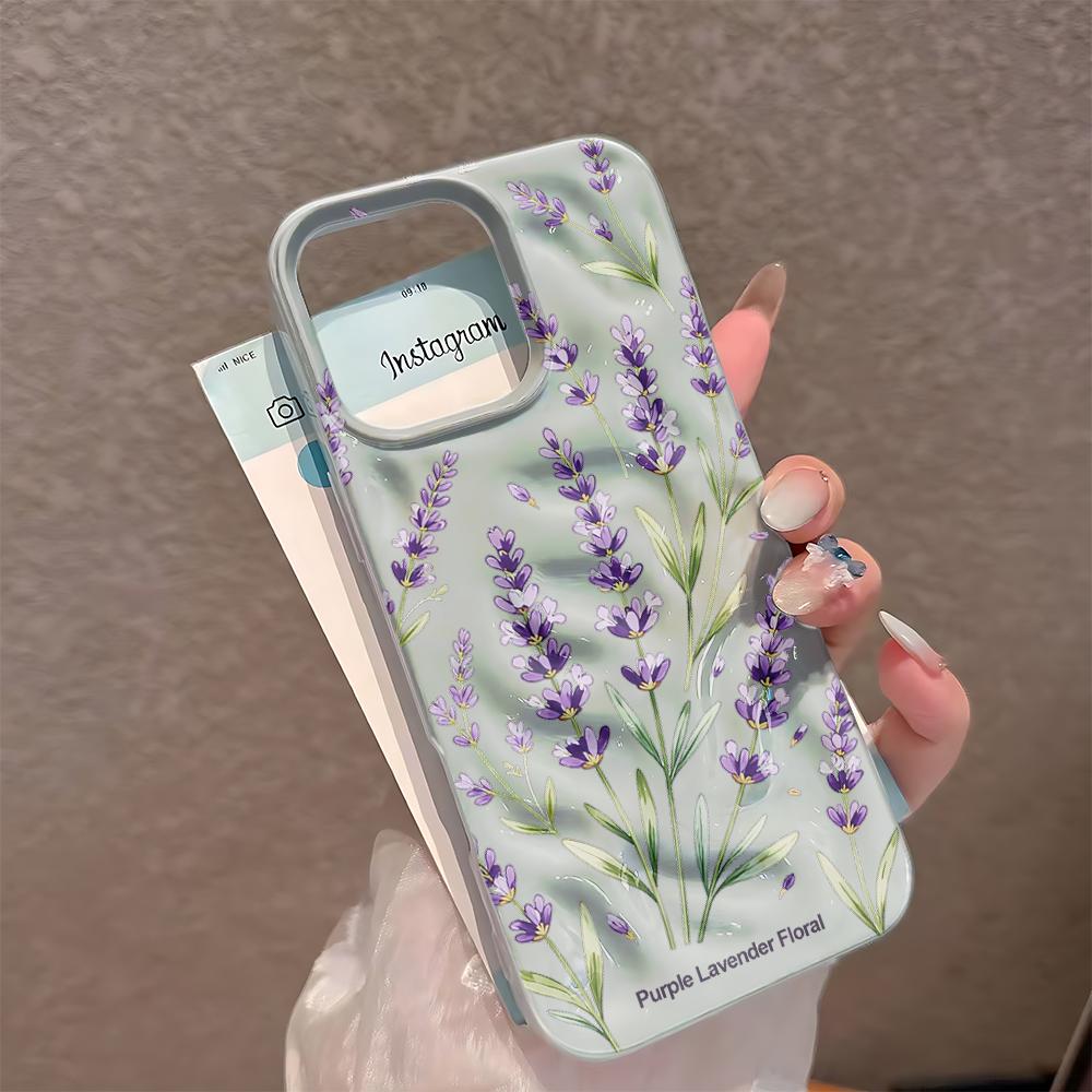Нескользящий Силиконовый Чехол с Лавандой Для Iphone 17 15 Plus 14 13 12 11 16 Pro Max Удобный Захват Чехол для Телефона