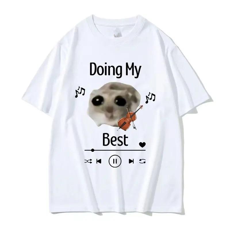 Sad Hamster Doing My Best Funny Tshirt Sad Hamster Violin Cute Clothing Unisex Casual Unisex Clothing Aesthetic Clothes