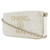 Chanel Deauville Цепочка на плечо Сумка через плечо A84415 Клатч 2-в-1 Белый твид Женская Б/у