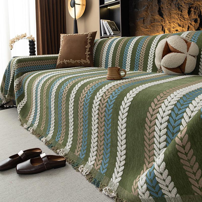 Non-Slip Sofa Cover With Corner Straps, Decorative Couch Cover And Stretch Sofa Slipcover For Chaise Pieces