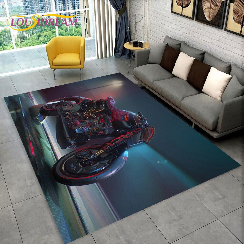 3D Киберпанк Концепт Мотоцикла Мультяшный Ковер, Ковер для Гостиной Спальни Дивана Прихожей Декор, Детский Нескользящий Коврик