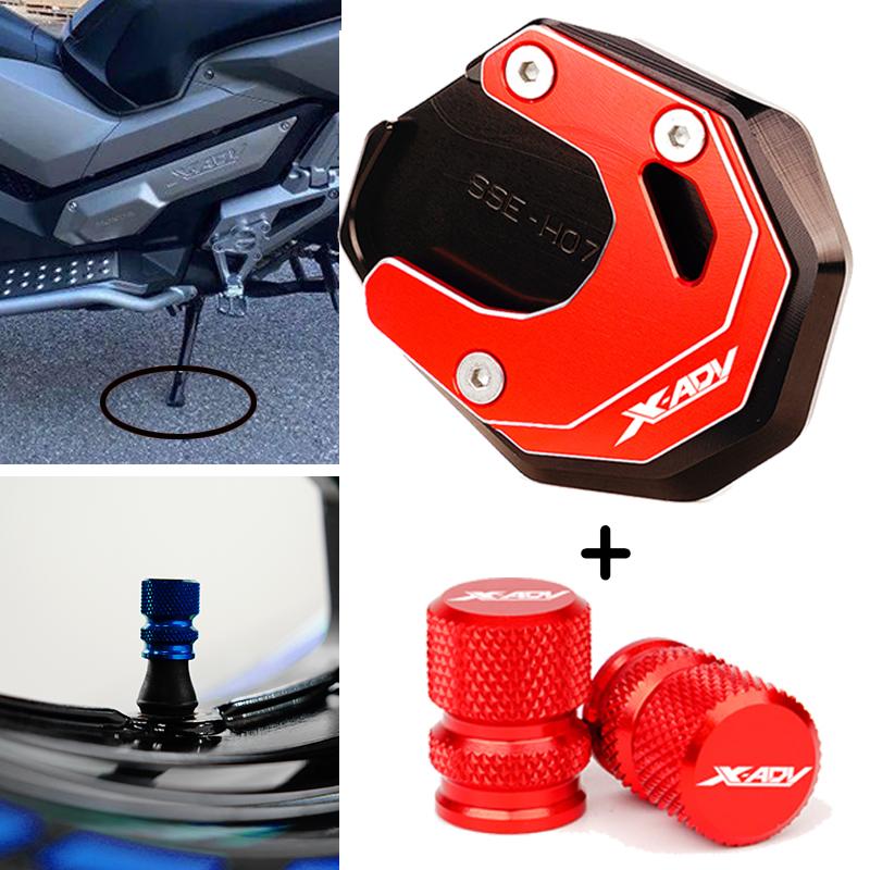 Motorcycle Accessories For HONDA X-ADV 750 CNC Valve Cap Kickstand Pad Foot Side Stand Extension XADV750 XADV