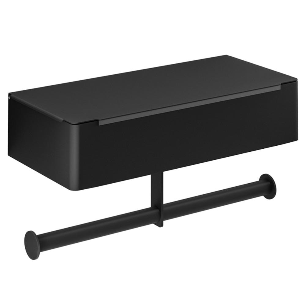 Overall Height 15.5cm Toilet Paper Holder Black Toilet Roll Holder Wet Wipe Box For Bathroom