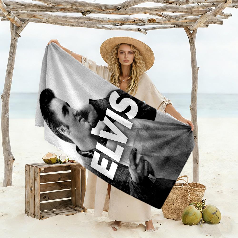 Elvis: Iconic Legend Beach Towel High Absorbency & Quick-Dry Comfortable Lightweight Suitable for Swimming, Gym, Camping, Yoga Vacation