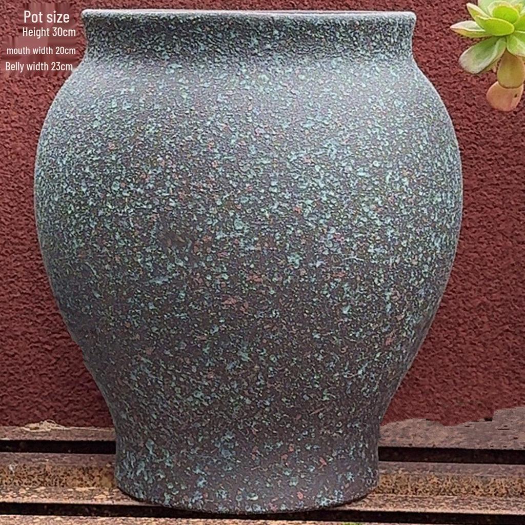 Vintage Ceramic Pot for Indoor/Outdoor Use – Large, Breathable Coarse Pottery for Green Plants, Tall Wide Mouth Design for Bougainvillea & Succulents