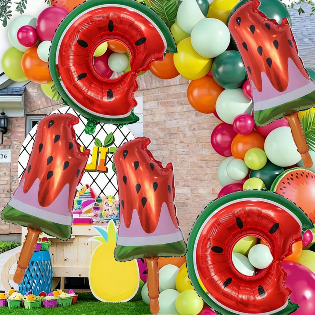 2/4pcs Summer Fruit Watermelon Ice Cream Balloon Set Hawaii Party Decoration Birthday Party Photo Props